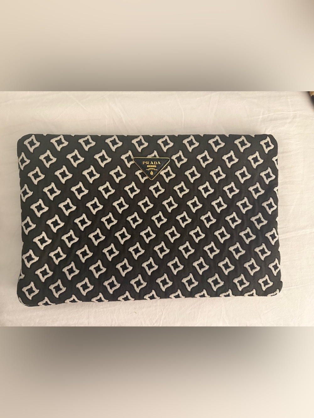 Prada Black & White Jacquard Clutch / Pouch